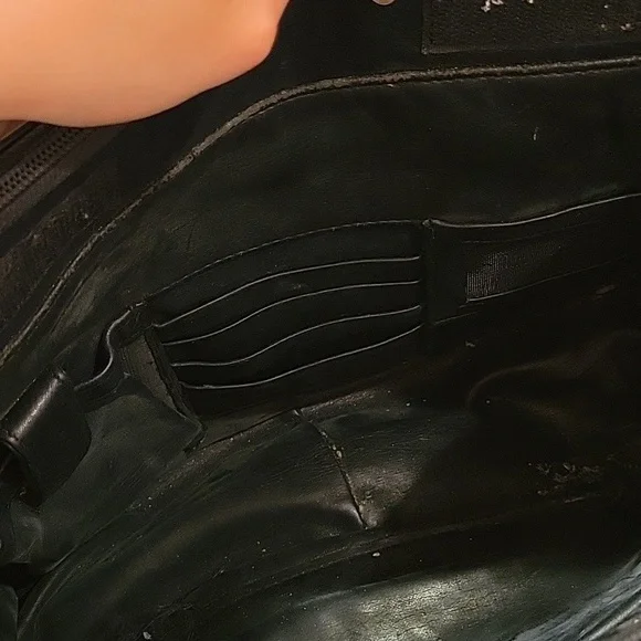 Great Condition Perlina Vintage Black Leather Laptop Bag/Briefcase Tote - Picture 8 of 13